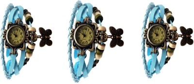 NS18 Vintage Butterfly Rakhi Watch Combo of 3 Sky Blue, Sky Blue And Sky Blue Analog Watch  - For Women   Watches  (NS18)