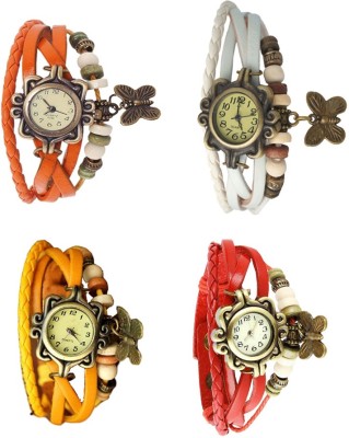 NS18 Vintage Butterfly Rakhi Combo of 4 Orange, Yellow, White And Red Analog Watch  - For Women   Watches  (NS18)