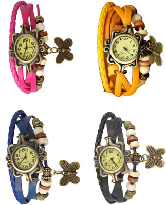 

Kissu Vintage Rakhi Combo of 4 Pink, Blue, Yellow And Black Watch - For Women
