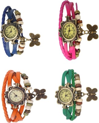 NS18 Vintage Butterfly Rakhi Combo of 4 Blue, Orange, Pink And Green Analog Watch  - For Women   Watches  (NS18)
