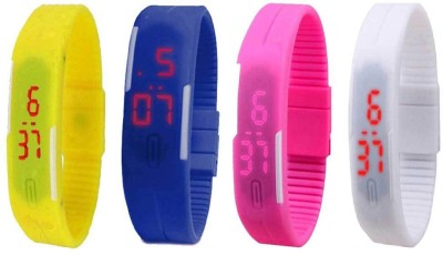 NS18 Silicone Led Magnet Band Combo of 4 Yellow, Blue, Pink And White Digital Watch  - For Boys & Girls   Watches  (NS18)