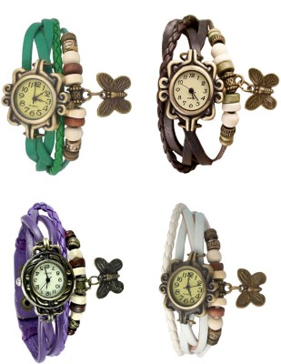 NS18 Vintage Butterfly Rakhi Combo of 4 Green, Purple, Brown And White Analog Watch  - For Women   Watches  (NS18)