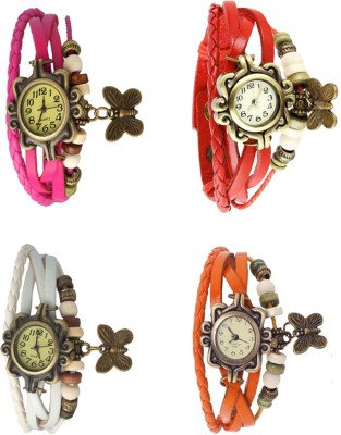 NS18 Vintage Butterfly Rakhi Combo of 4 Pink, White, Red And Orange Analog Watch  - For Women   Watches  (NS18)