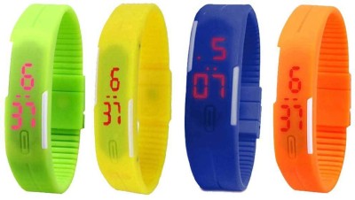 NS18 Silicone Led Magnet Band Combo of 4 Green, Yellow, Blue And Orange Digital Watch  - For Boys & Girls   Watches  (NS18)