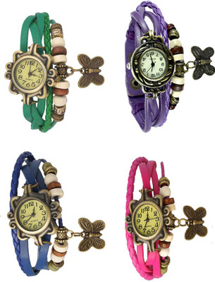

NS18 Vintage Butterfly Rakhi Combo of 4 Green, Blue, Purple And Pink Watch - For Women