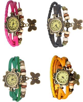 NS18 Vintage Butterfly Rakhi Combo of 4 Pink, Green, Black And Yellow Analog Watch  - For Women   Watches  (NS18)