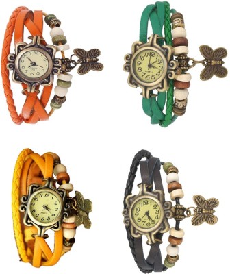 NS18 Vintage Butterfly Rakhi Combo of 4 Orange, Yellow, Green And Black Analog Watch  - For Women   Watches  (NS18)