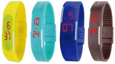 NS18 Silicone Led Magnet Band Combo of 4 Yellow, Sky Blue, Blue And Brown Digital Watch  - For Boys & Girls   Watches  (NS18)