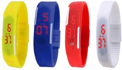 NS18 Silicone Led Magnet Band Combo of 4 Yellow, Blue, Red And White Digital Watch  - For Boys & Girls   Watches  (NS18)