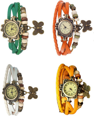 

NS18 Vintage Butterfly Rakhi Combo of 4 Green, White, Orange And Yellow Watch - For Women