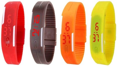 NS18 Silicone Led Magnet Band Combo of 4 Red, Brown, Orange And Yellow Digital Watch  - For Boys & Girls   Watches  (NS18)