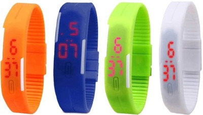 NS18 Silicone Led Magnet Band Combo of 4 Orange, Blue, Green And White Digital Watch  - For Boys & Girls   Watches  (NS18)