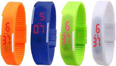 View NS18 Silicone Led Magnet Band Combo of 4 Orange, Blue, Green And White Digital Watch  - For Boys & Girls Wrist Watches Price Online(NS18)