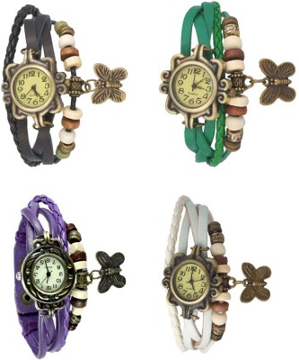 NS18 Vintage Butterfly Rakhi Combo of 4 Black, Purple, Green And White Analog Watch  - For Women   Watches  (NS18)