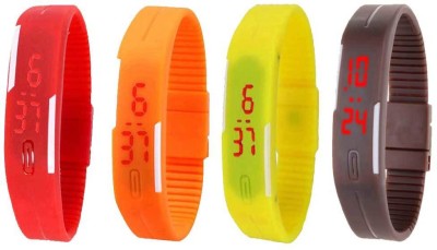 NS18 Silicone Led Magnet Band Combo of 4 Red, Orange, Yellow And Brown Digital Watch  - For Boys & Girls   Watches  (NS18)
