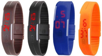 NS18 Silicone Led Magnet Band Combo of 4 Pink, Black, Blue And Orange Digital Watch  - For Boys & Girls   Watches  (NS18)