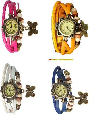 

NS18 Vintage Butterfly Rakhi Combo of 4 Pink, White, Yellow And Blue Watch - For Women