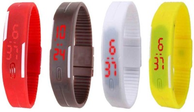 NS18 Silicone Led Magnet Band Combo of 4 Red, Brown, White And Yellow Digital Watch  - For Boys & Girls   Watches  (NS18)