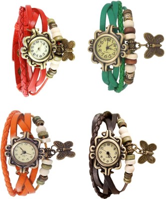 NS18 Vintage Butterfly Rakhi Combo of 4 Red, Orange, Green And Brown Analog Watch  - For Women   Watches  (NS18)