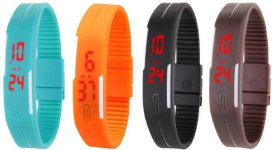 NS18 Silicone Led Magnet Band Combo of 4 Sky Blue, Orange, Black And Brown Digital Watch  - For Boys & Girls   Watches  (NS18)