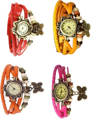 NS18 Vintage Butterfly Rakhi Combo of 4 Red, Orange, Yellow And Pink Analog Watch  - For Women   Watches  (NS18)