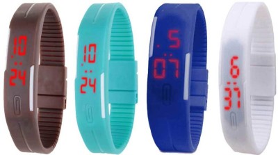 NS18 Silicone Led Magnet Band Combo of 4 Brown, Sky Blue, Blue And White Digital Watch  - For Boys & Girls   Watches  (NS18)