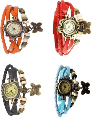 NS18 Vintage Butterfly Rakhi Combo of 4 Orange, Black, Red And Sky Blue Analog Watch  - For Women   Watches  (NS18)