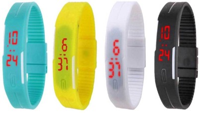 NS18 Silicone Led Magnet Band Combo of 4 Sky Blue, White, Yellow And Black Digital Watch  - For Boys & Girls   Watches  (NS18)