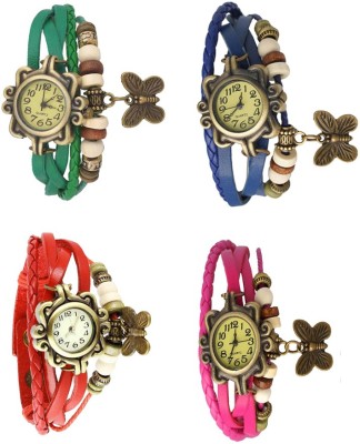 NS18 Vintage Butterfly Rakhi Combo of 4 Green, Red, Blue And Pink Watch  - For Women   Watches  (NS18)
