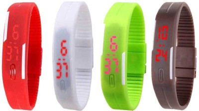 NS18 Silicone Led Magnet Band Combo of 4 Red, White, Green And Brown Digital Watch  - For Boys & Girls   Watches  (NS18)