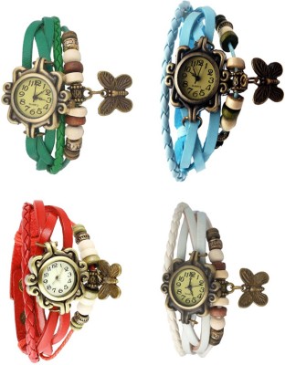 NS18 Vintage Butterfly Rakhi Combo of 4 Green, Red, Sky Blue And White Analog Watch  - For Women   Watches  (NS18)