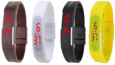 NS18 Silicone Led Magnet Band Combo of 4 Brown, White, Black And Yellow Digital Watch  - For Boys & Girls   Watches  (NS18)