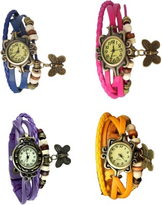 NS18 Vintage Butterfly Rakhi Combo of 4 Blue, Purple, Pink And Yellow Analog Watch  - For Women   Watches  (NS18)