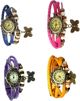 

Kissu Vintage Rakhi Combo of 4 Blue, Purple, Pink And Yellow Watch - For Women