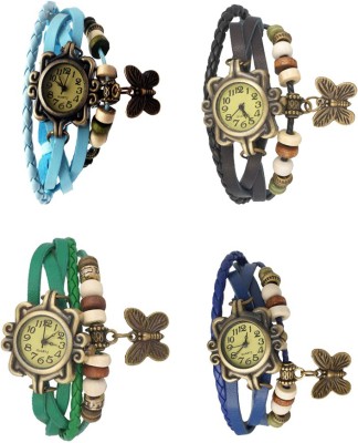 NS18 Vintage Butterfly Rakhi Combo of 4 Sky Blue, Green, Black And Blue Analog Watch  - For Women   Watches  (NS18)