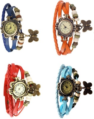 NS18 Vintage Butterfly Rakhi Combo of 4 Blue, Red, Orange And Sky Blue Analog Watch  - For Women   Watches  (NS18)