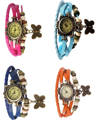 NS18 Vintage Butterfly Rakhi Combo of 4 Pink, Blue, Sky Blue And Orange Analog Watch  - For Women   Watches  (NS18)