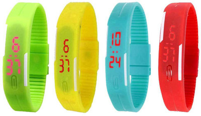 NS18 Silicone Led Magnet Band Watch Combo of 4 Green, Yellow, Sky Blue And Red Digital Watch  - For Couple   Watches  (NS18)