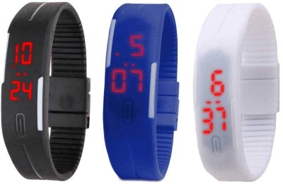 NS18 Silicone Led Magnet Band Combo of 3 Black, Blue And White Digital Watch  - For Boys & Girls   Watches  (NS18)