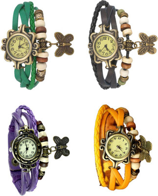

NS18 Vintage Butterfly Rakhi Combo of 4 Green, Purple, Black And Yellow Watch - For Women