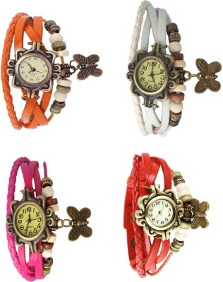 NS18 Vintage Butterfly Rakhi Combo of 4 Orange, Pink, White And Red Analog Watch  - For Women   Watches  (NS18)