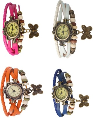 NS18 Vintage Butterfly Rakhi Combo of 4 Pink, Orange, White And Blue Analog Watch  - For Women   Watches  (NS18)