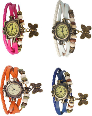 

Kissu Vintage Rakhi Combo of 4 Pink, Orange, White And Blue Watch - For Women