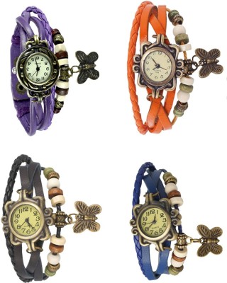 NS18 Vintage Butterfly Rakhi Combo of 4 Purple, Black, Orange And Blue Analog Watch  - For Women   Watches  (NS18)