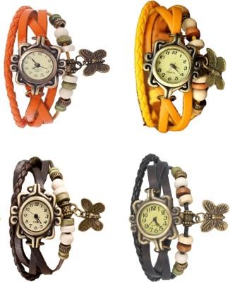 NS18 Vintage Butterfly Rakhi Combo of 4 Orange, Brown, Yellow And Black Analog Watch  - For Women   Watches  (NS18)