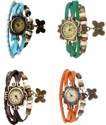 NS18 Vintage Butterfly Rakhi Combo of 4 Sky Blue, Brown, Green And Orange Analog Watch  - For Women   Watches  (NS18)