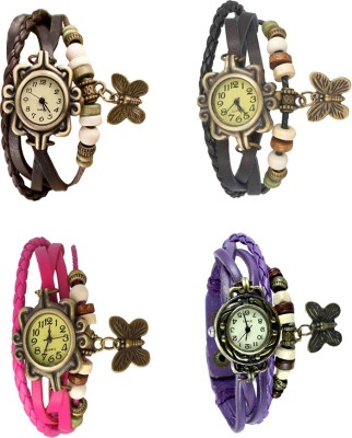 NS18 Vintage Butterfly Rakhi Combo of 4 Brown, Pink, Black And Purple Analog Watch  - For Women   Watches  (NS18)