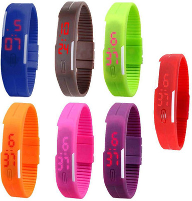 

Kissu Led Magnet Band Combo of 7 Blue, Brown, Green, Orange, Pink, Purple And Red Watch - For Men & Women
