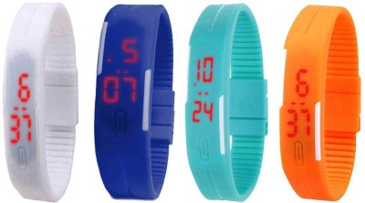 NS18 Silicone Led Magnet Band Combo of 4 White, Blue, Sky Blue And Orange Digital Watch  - For Boys & Girls   Watches  (NS18)