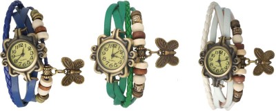 NS18 Vintage Butterfly Rakhi Watch Combo of 3 Blue, Green And White Analog Watch  - For Women   Watches  (NS18)
